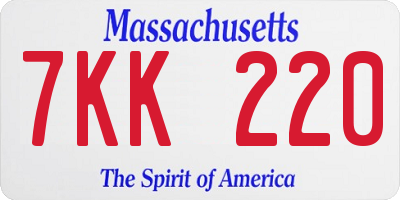 MA license plate 7KK220