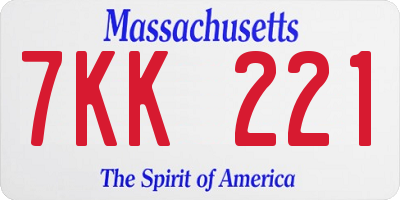 MA license plate 7KK221