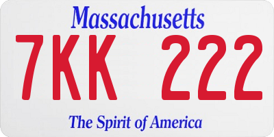MA license plate 7KK222