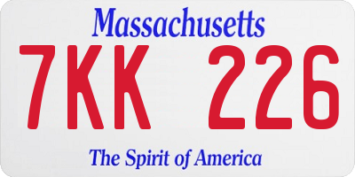 MA license plate 7KK226