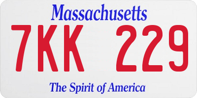 MA license plate 7KK229