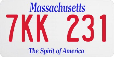 MA license plate 7KK231