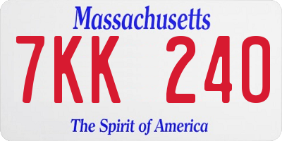 MA license plate 7KK240