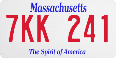 MA license plate 7KK241