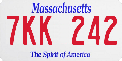 MA license plate 7KK242