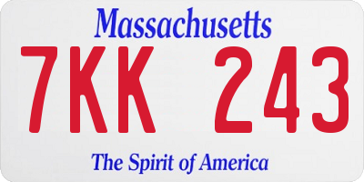 MA license plate 7KK243