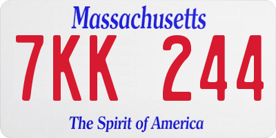 MA license plate 7KK244