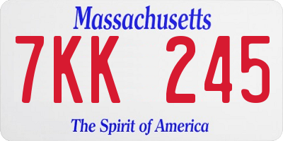 MA license plate 7KK245