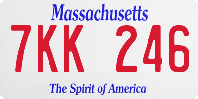 MA license plate 7KK246