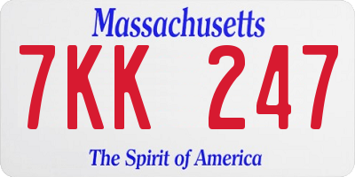 MA license plate 7KK247