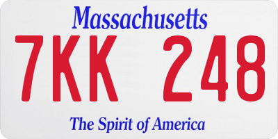 MA license plate 7KK248