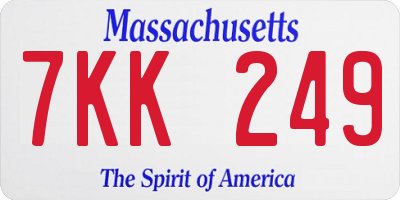 MA license plate 7KK249