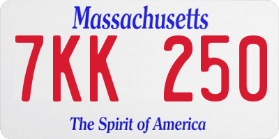 MA license plate 7KK250