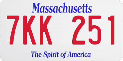 MA license plate 7KK251