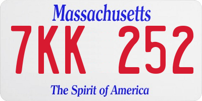 MA license plate 7KK252