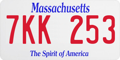 MA license plate 7KK253