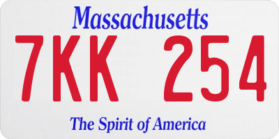 MA license plate 7KK254