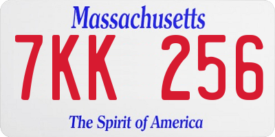 MA license plate 7KK256