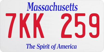 MA license plate 7KK259