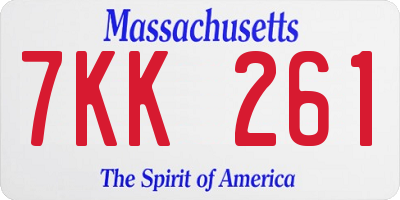 MA license plate 7KK261