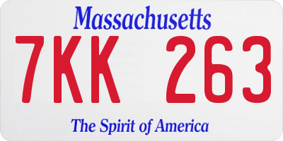 MA license plate 7KK263