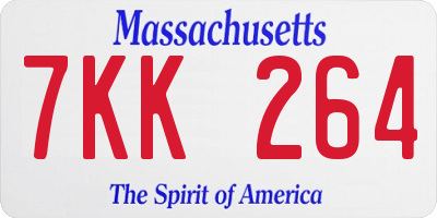 MA license plate 7KK264