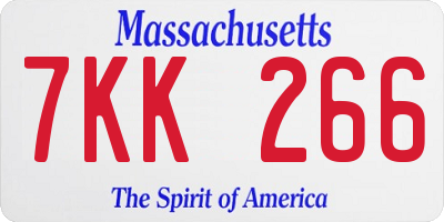 MA license plate 7KK266