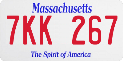 MA license plate 7KK267