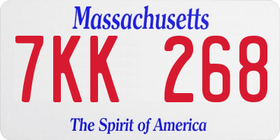 MA license plate 7KK268