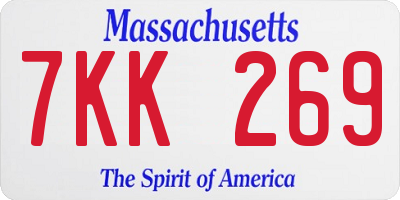 MA license plate 7KK269