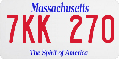 MA license plate 7KK270