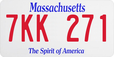 MA license plate 7KK271