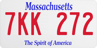 MA license plate 7KK272