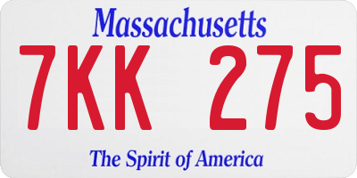 MA license plate 7KK275