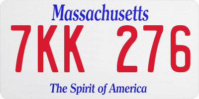 MA license plate 7KK276