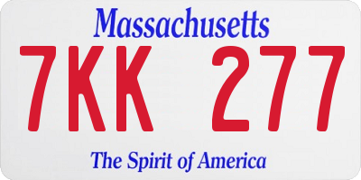 MA license plate 7KK277