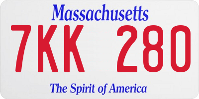 MA license plate 7KK280