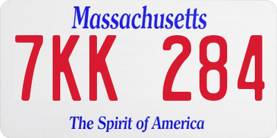 MA license plate 7KK284