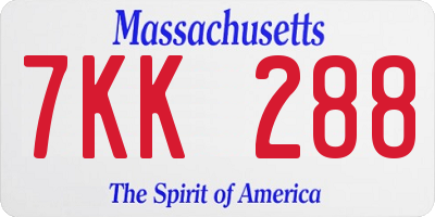 MA license plate 7KK288
