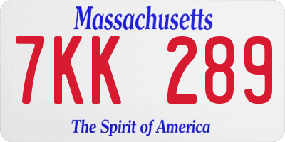 MA license plate 7KK289