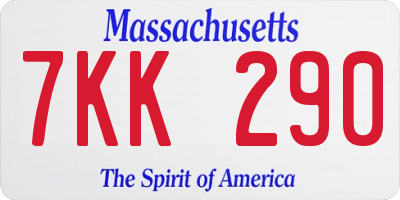 MA license plate 7KK290