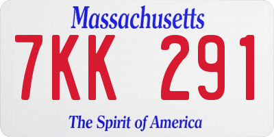 MA license plate 7KK291