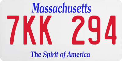 MA license plate 7KK294