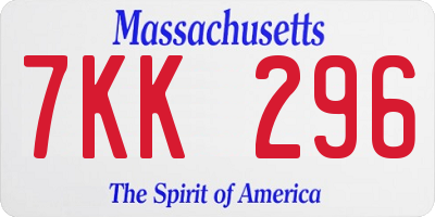 MA license plate 7KK296