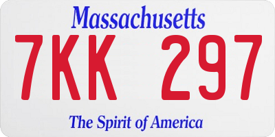 MA license plate 7KK297