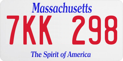 MA license plate 7KK298