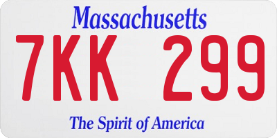 MA license plate 7KK299