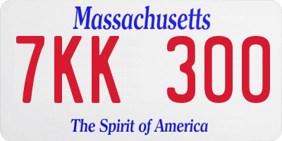 MA license plate 7KK300