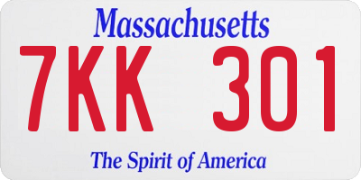 MA license plate 7KK301