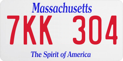 MA license plate 7KK304